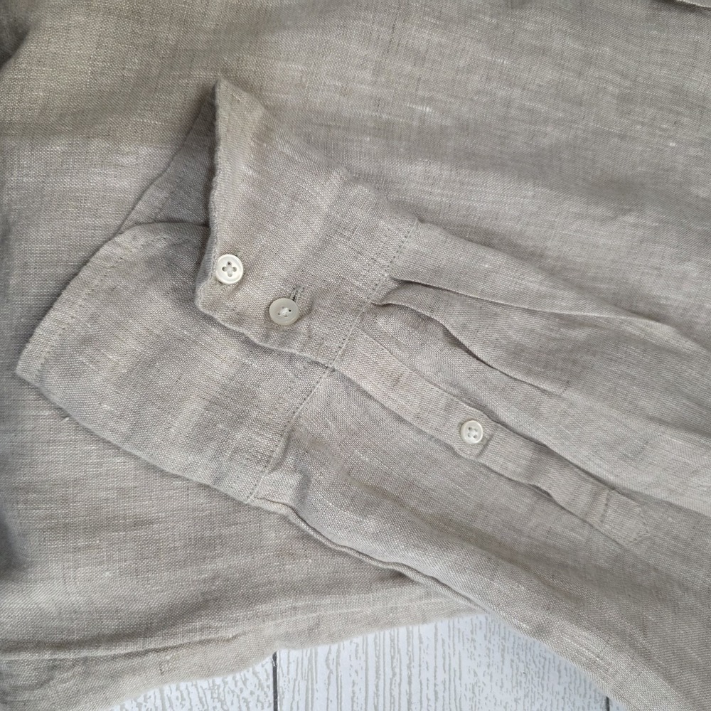 J.Crew Slim Fit Perfect Shirt Baird McNutt Irish Linen Oatmeal Tan Size 12 - Picture 6 of 7
